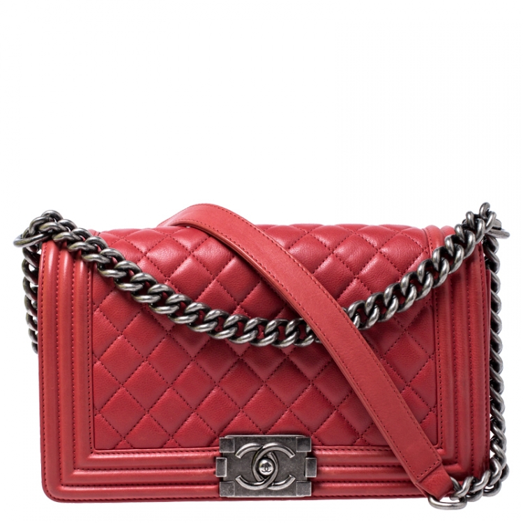 Chanel Red Quilted Leather Medium Boy Flap Bag Chanel | The Luxury Closet