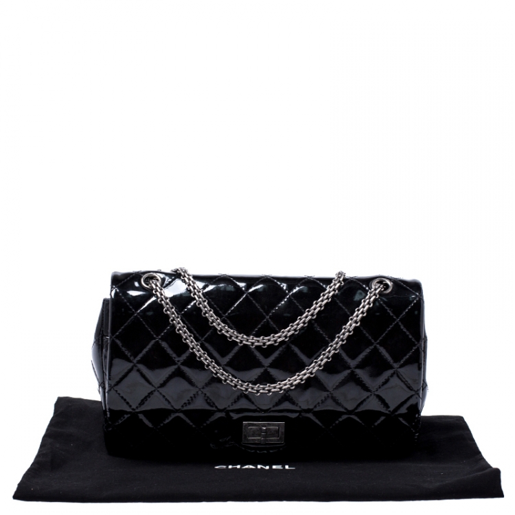 Pre Owned Chanel Black Quilted Patent Leather Reissue 2.55 Classic 227 Flap Bag