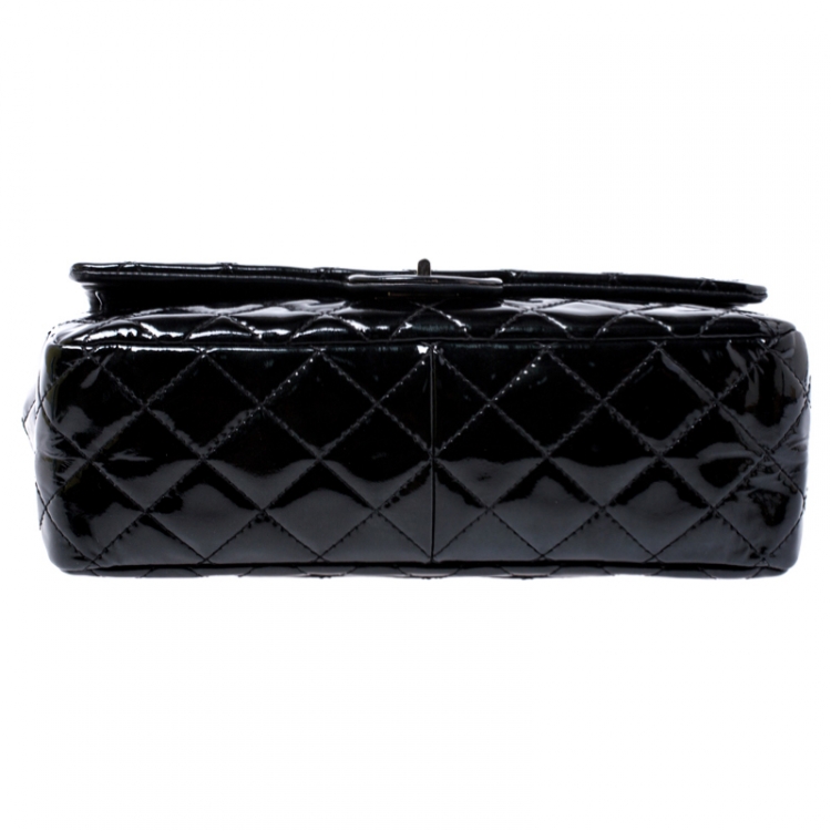 Pre Owned Chanel Black Quilted Patent Leather Reissue 2.55 Classic 227 Flap Bag