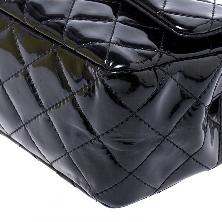 Pre Owned Chanel Black Quilted Patent Leather Reissue 2.55 Classic 227 Flap Bag