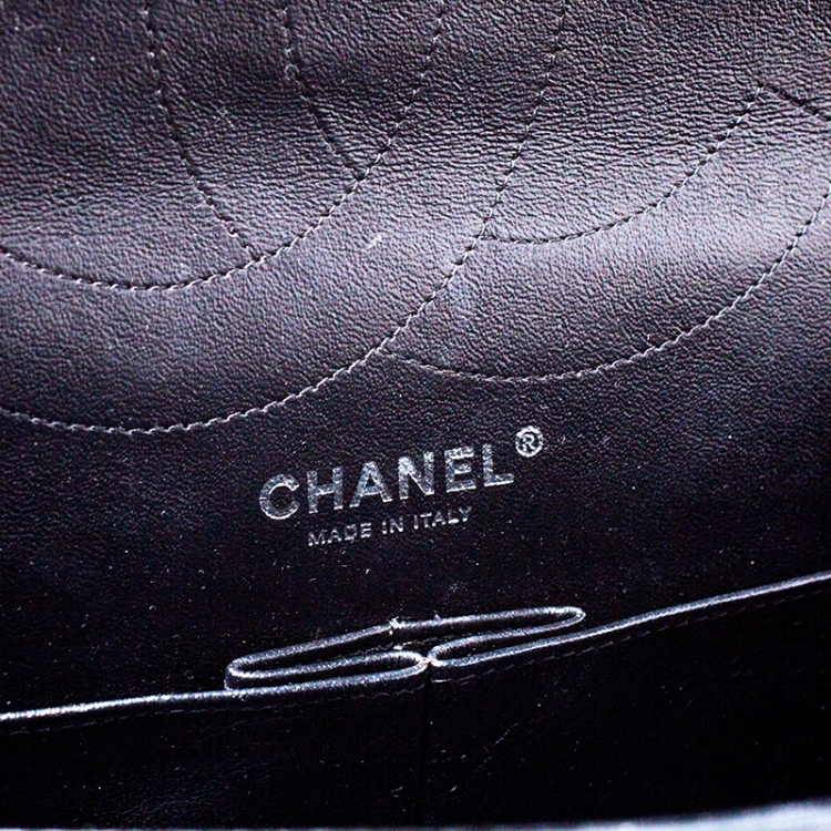 Pre Owned Chanel Black Quilted Patent Leather Reissue 2.55 Classic 227 Flap Bag