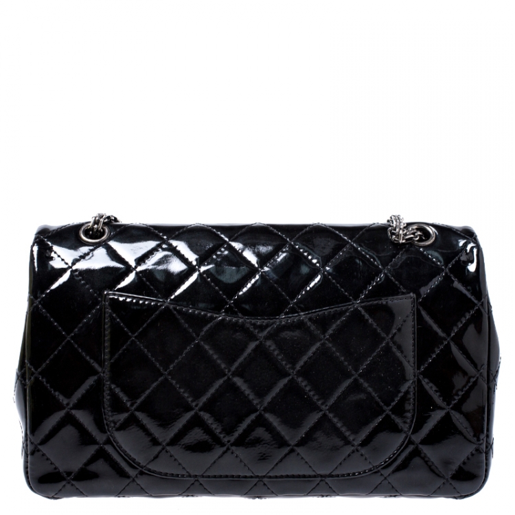 Pre Owned Chanel Black Quilted Patent Leather Reissue 2.55 Classic 227 Flap Bag