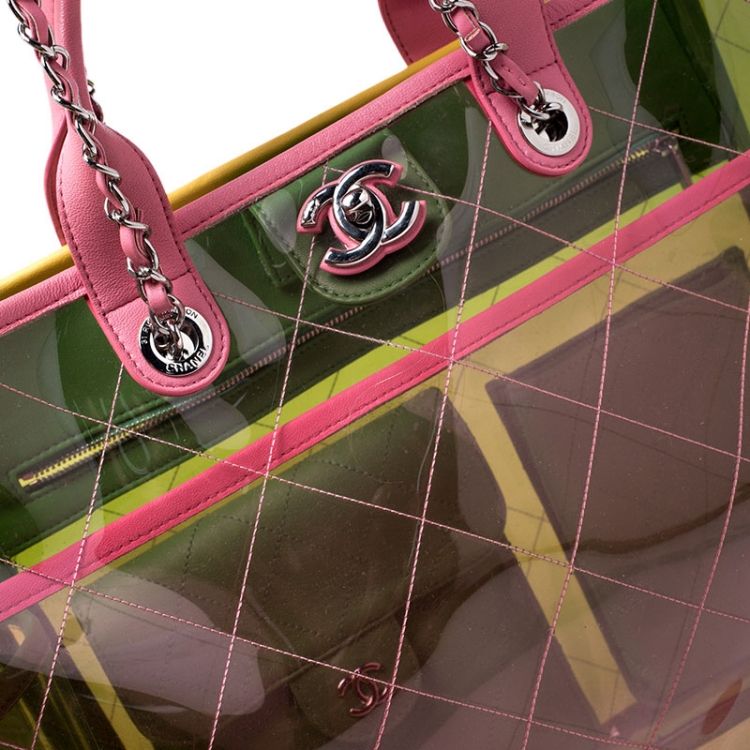 Pre Owned Chanel Multicolor Quilted PVC and Leather Medium Coco Splash Shopping Tote