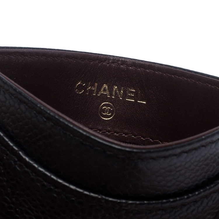 Pre Owned Chanel Black Quilted Caviar Leather Classic Card Holder
