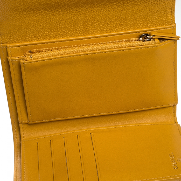 Chanel Mustard Leather Classic L Flap Wallet Chanel