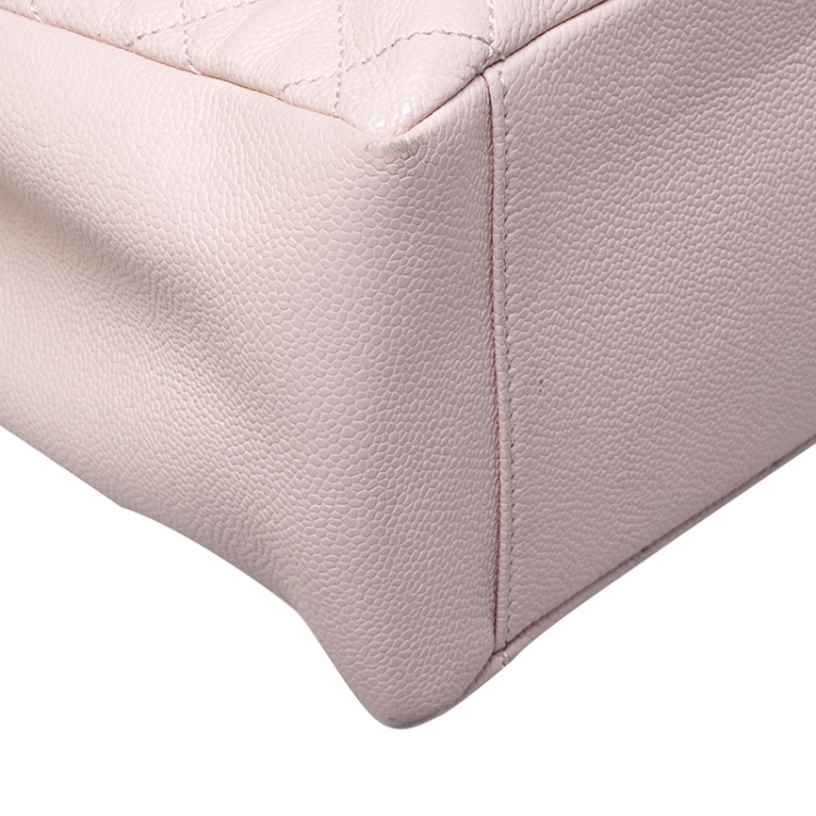 Pre Owned Chanel Blush Pink Quilted Caviar Leather Grand Shopping Tote