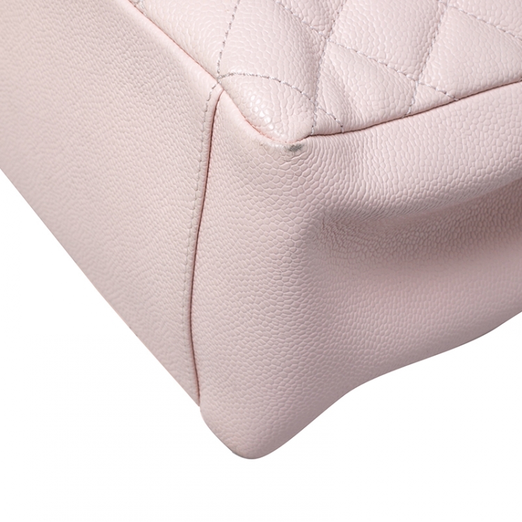 Pre Owned Chanel Blush Pink Quilted Caviar Leather Grand Shopping Tote