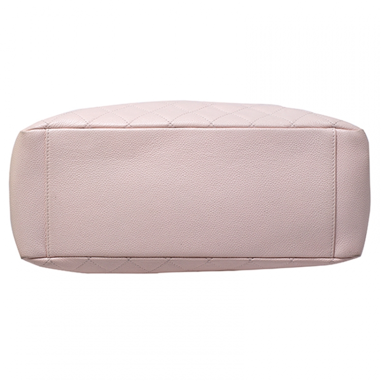Pre Owned Chanel Blush Pink Quilted Caviar Leather Grand Shopping Tote