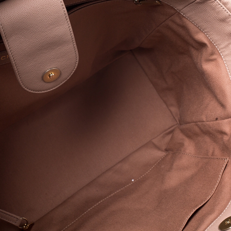 Pre Owned Chanel Beige Quilted Leather Coco Handle Shopper Tote