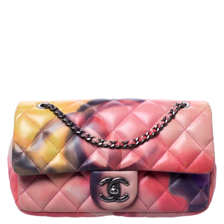 Chanel Pink Multicolor Quilted Lambskin Leather Flower Power Extra