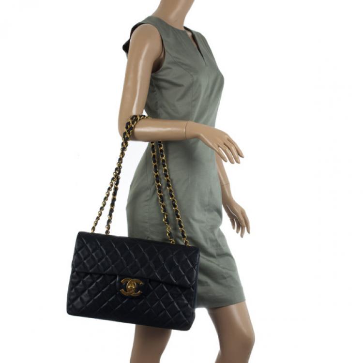 Black Chanel Maxi Classic Lambskin Single Flap Shoulder Bag