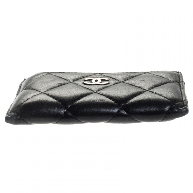Pre Owned Chanel Black Quilted Caviar Leather Classic Card Holder