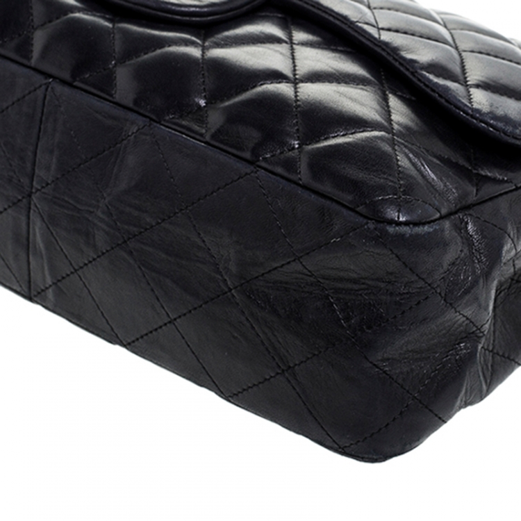 Pre Owned Chanel Black Quilted Leather Jumbo Classic Single Flap Bag