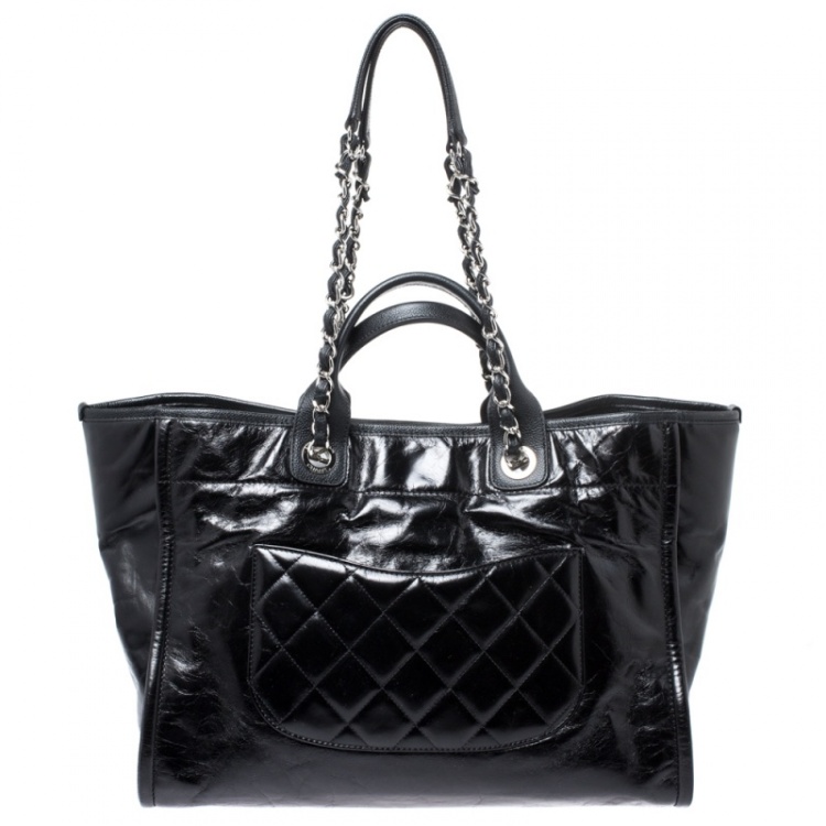 Pre Owned Chanel Black Leather Large Deauville Tote