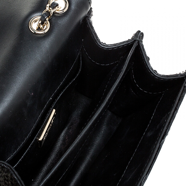 Pre Owned Chanel Black Python Small Braided Chic Flap Bag