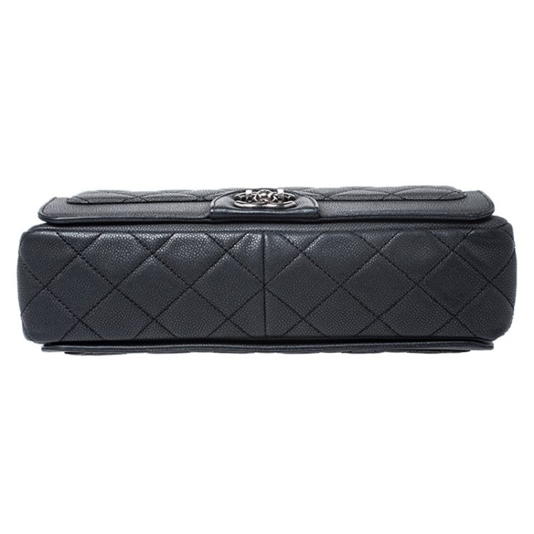 Pre Owned Chanel Black Quilted Leather Elegant CC Flap Bag