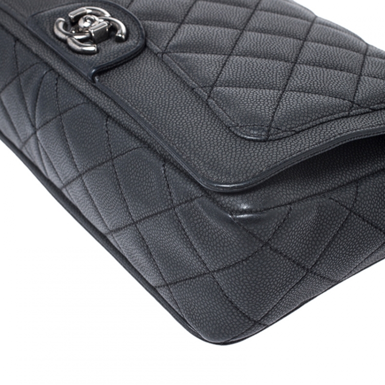 Pre Owned Chanel Black Quilted Leather Elegant CC Flap Bag