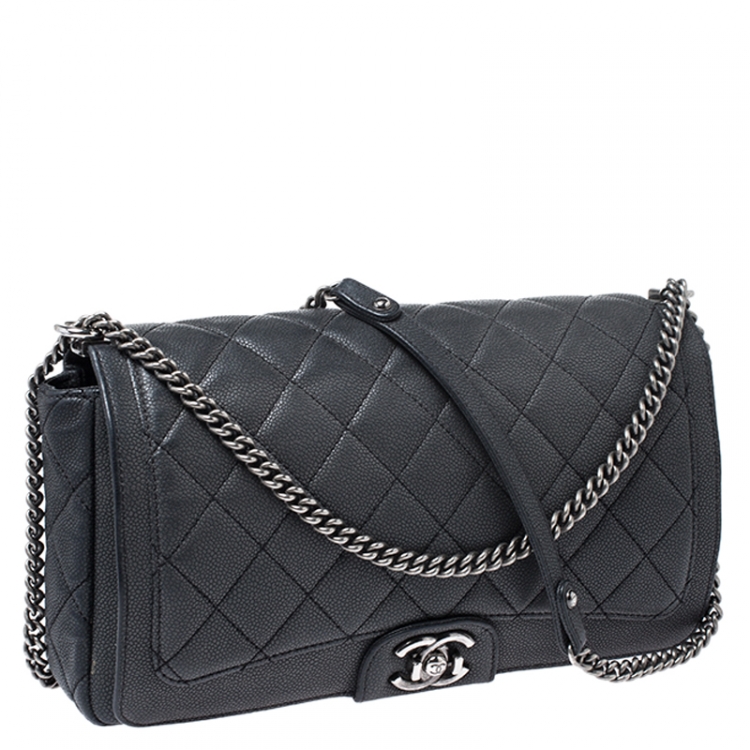 Pre Owned Chanel Black Quilted Leather Elegant CC Flap Bag