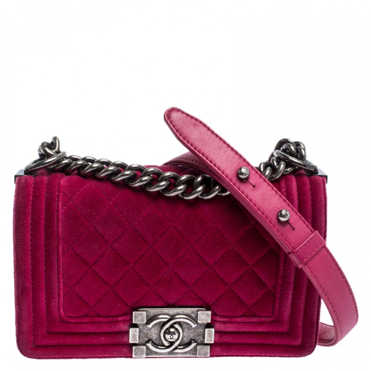 Chanel Fuchsia Quilted Velvet Small Boy Flap Bag Chanel | The Luxury Closet