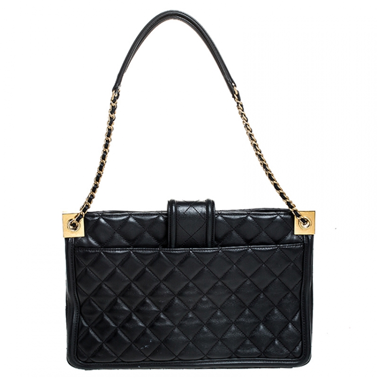 Pre Owned Chanel Black Quilted Leather Shopper Tote