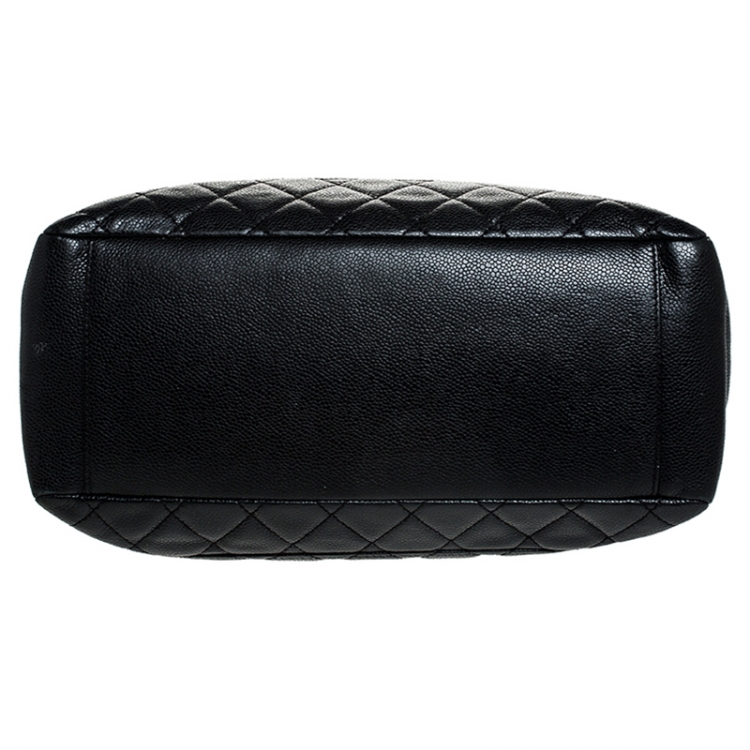 Pre Owned Chanel Black Quilted Caviar Leather Grand Shopping Tote