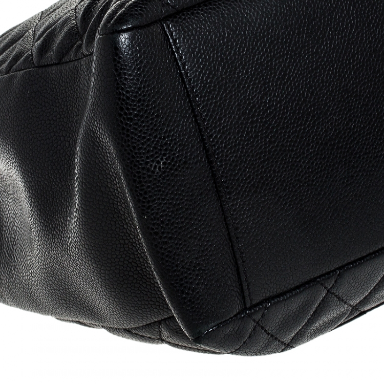 Pre Owned Chanel Black Quilted Caviar Leather Grand Shopping Tote