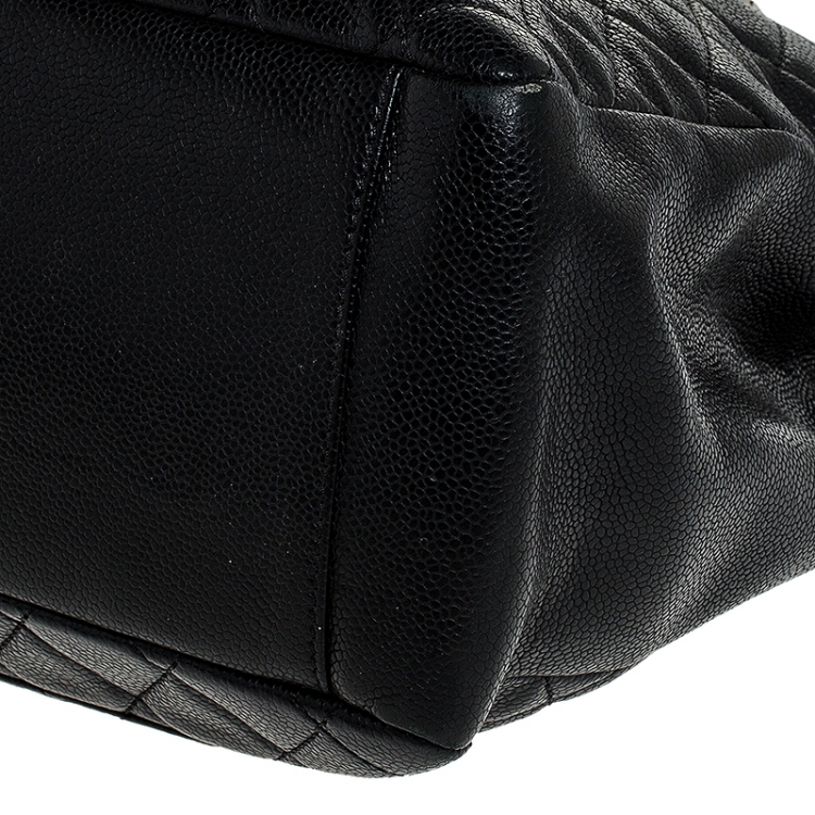 Pre Owned Chanel Black Quilted Caviar Leather Grand Shopping Tote