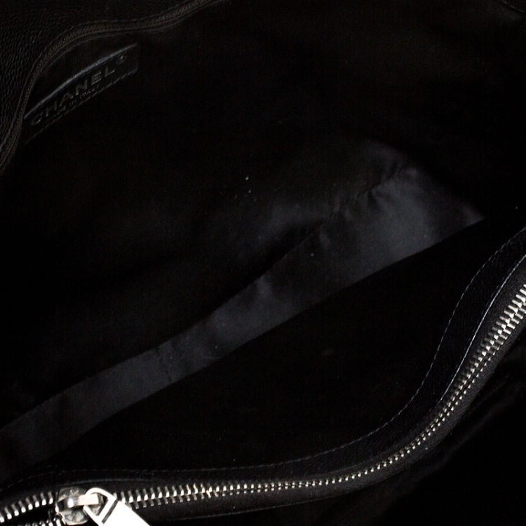 Pre Owned Chanel Black Quilted Caviar Leather Grand Shopping Tote