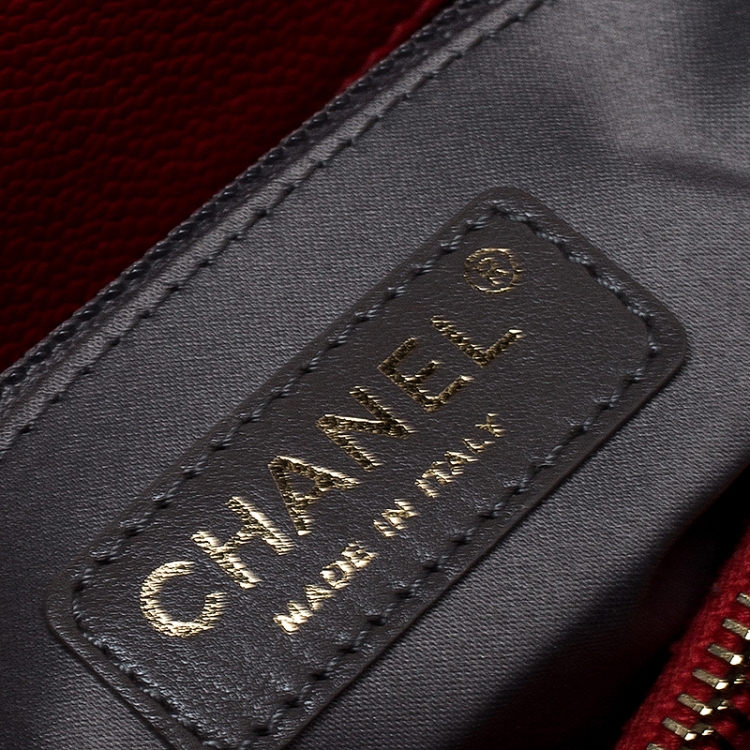 Pre Owned Chanel Red Quilted Caviar Leather Grand Shopping Tote