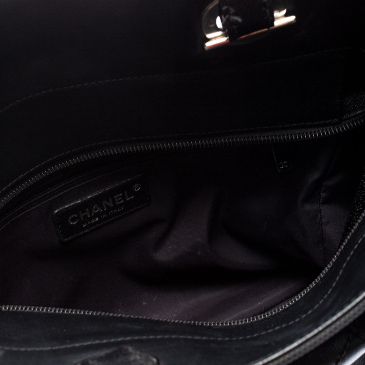 Pre Owned Chanel Black Quilted Coated Canvas Paris Biarritz Shopper Tote