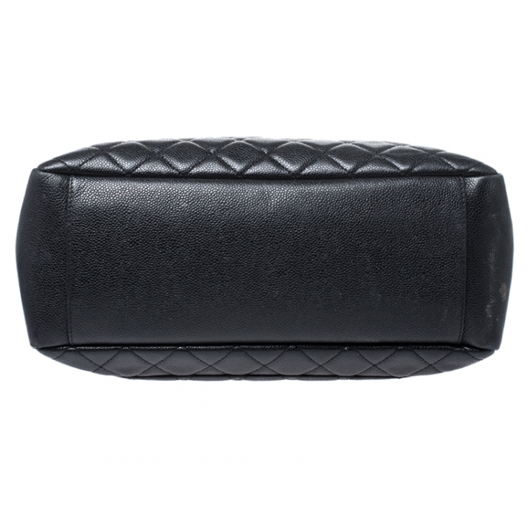 Pre Owned Chanel Black Quilted Caviar Leather Grand Shopper Tote