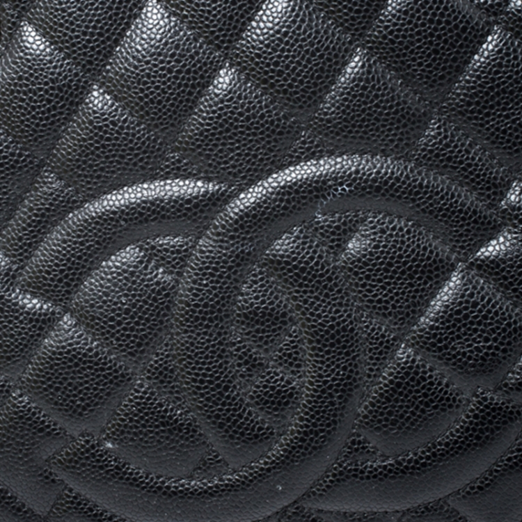 Pre Owned Chanel Black Quilted Caviar Leather Grand Shopper Tote