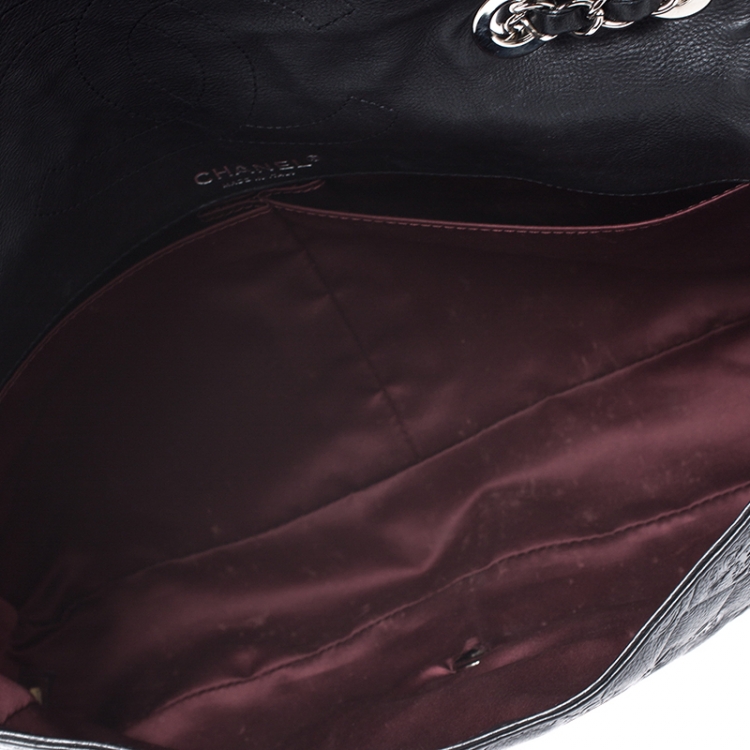 Pre Owned Chanel Black Lucky Charm Embossed Leather CC Flap Bag