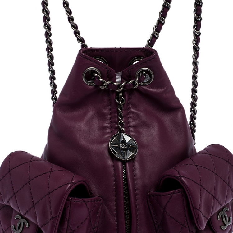 Pre Owned Chanel Purple Quilted Leather Mini Backpack Is Back Backpack