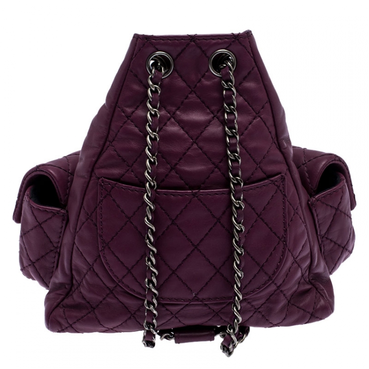 Pre Owned Chanel Purple Quilted Leather Mini Backpack Is Back Backpack