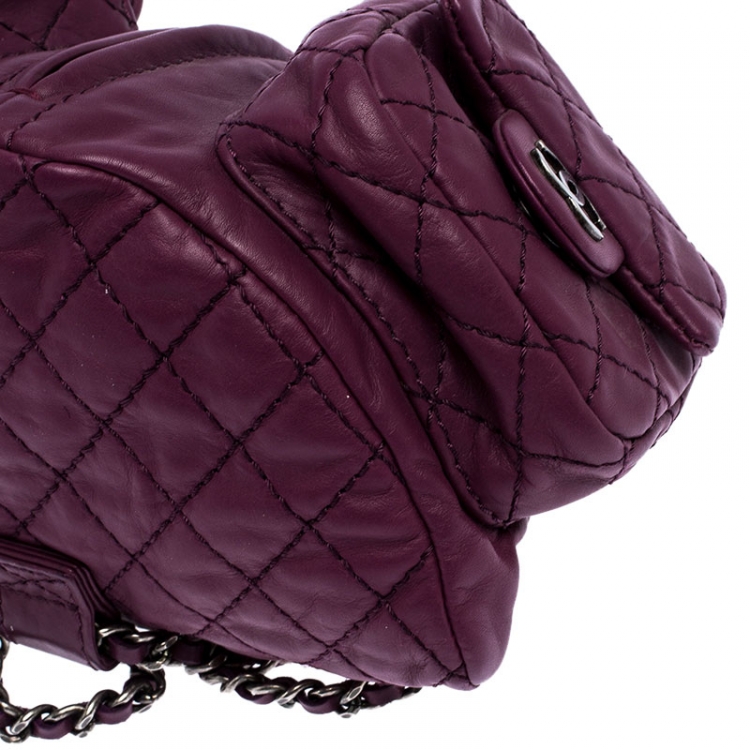 Pre Owned Chanel Purple Quilted Leather Mini Backpack Is Back Backpack