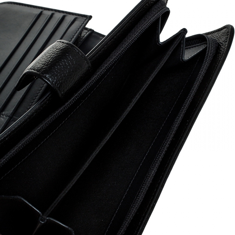 Pre Owned Chanel Black Leather CC Long Bifold Wallet