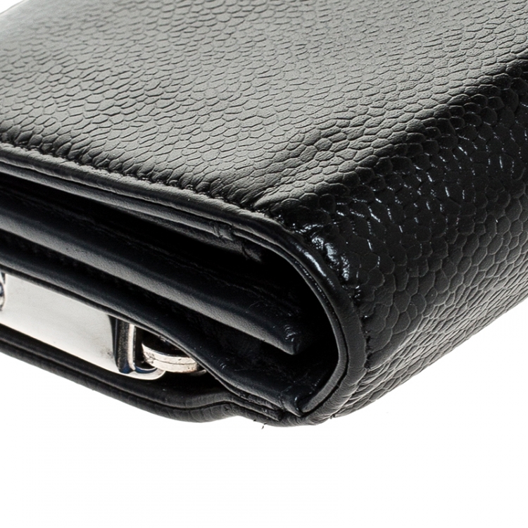 Pre Owned Chanel Black Leather CC Long Bifold Wallet