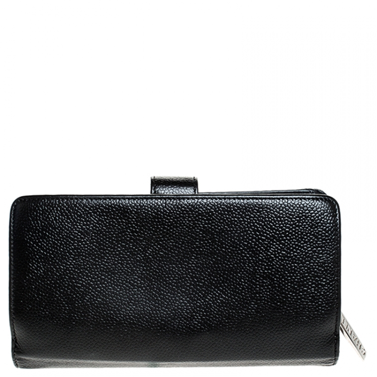 Pre Owned Chanel Black Leather CC Long Bifold Wallet