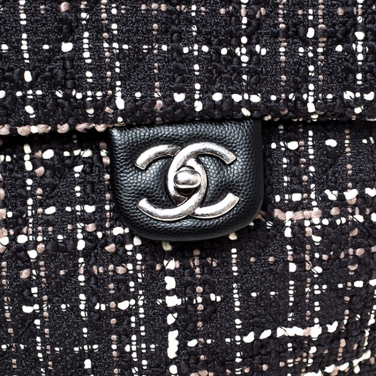 Pre Owned Chanel Black/White Tweed Urban Spirit Backpack 
