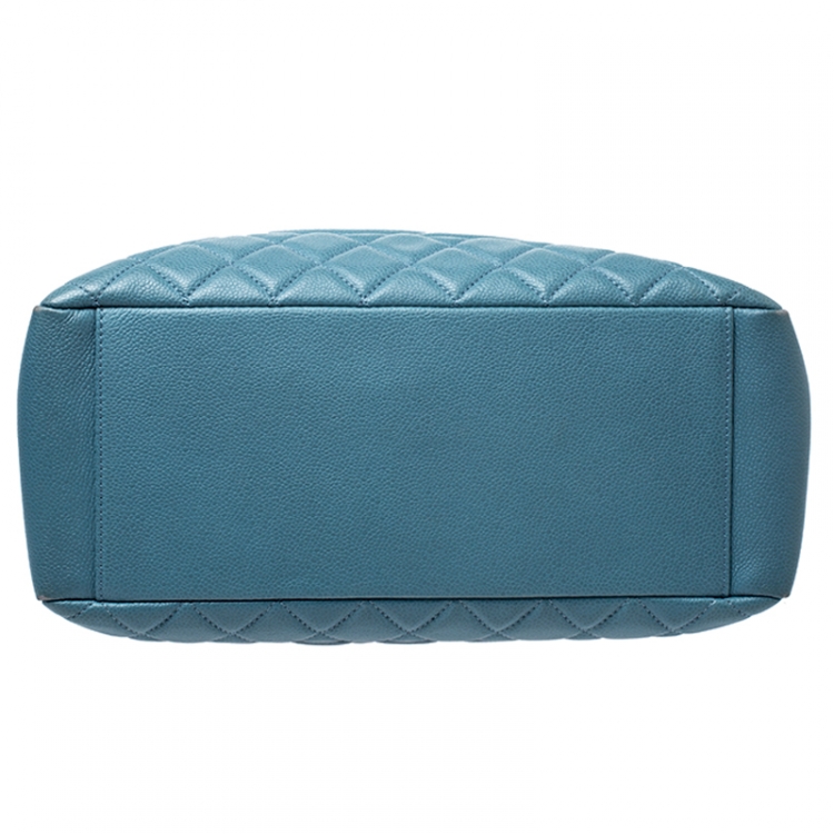 Pre Owned Chanel Blue Quilted Leather Grand Shopper Tote