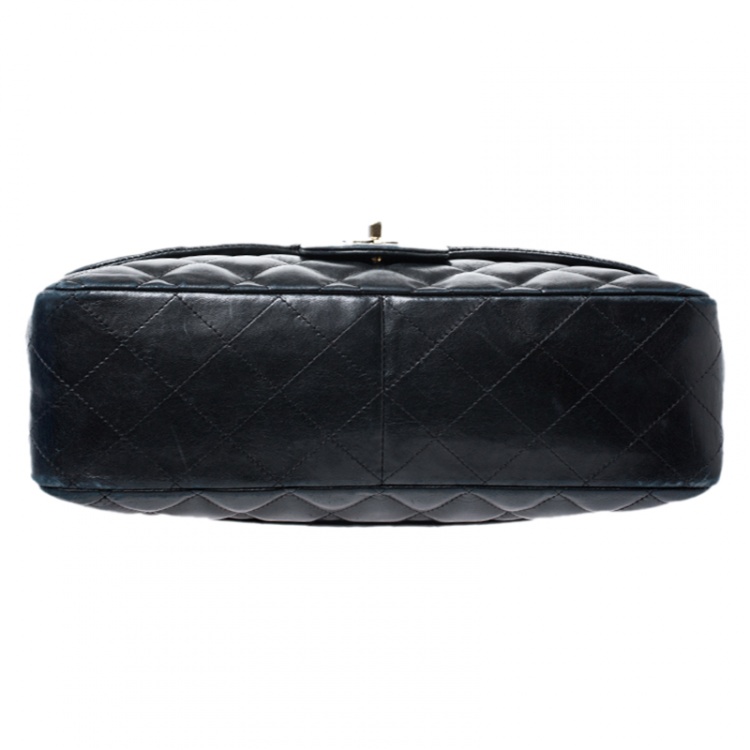 Pre Owned Chanel Black Quilted Leather Jumbo Classic Single Flap Bag