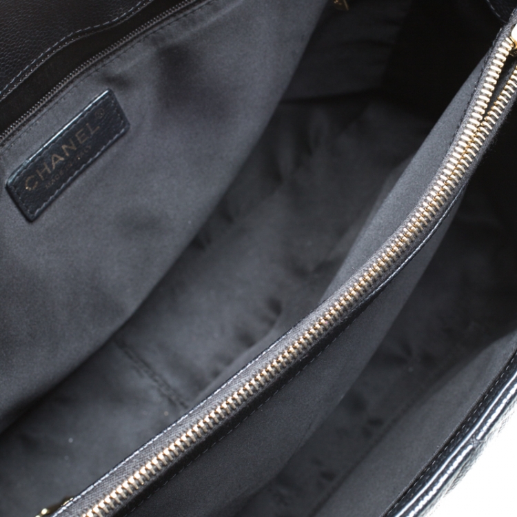 Pre Owned Chanel Black Quilted Caviar Leather Grand Shopper Tote