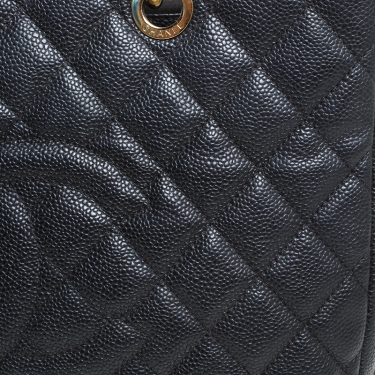 Pre Owned Chanel Black Quilted Caviar Leather Grand Shopper Tote