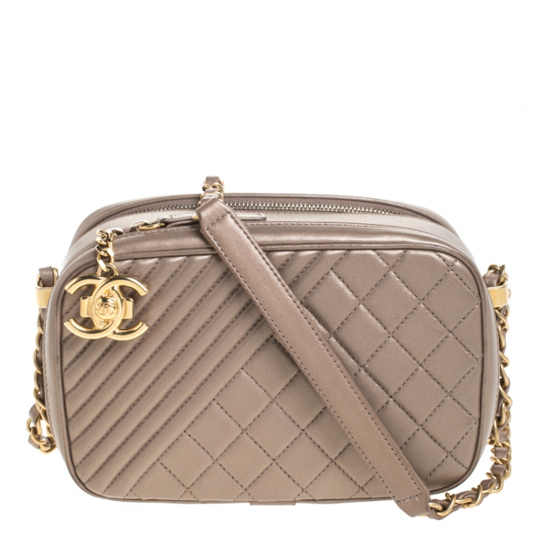 Chanel Metallic Dark Beige Quilted Leather Small Coco Boy Camera Case  Shoulder Bag Chanel | The Luxury Closet