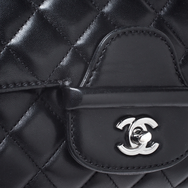 Pre Owned Chanel Black Quilted Leather Single Flap Bag