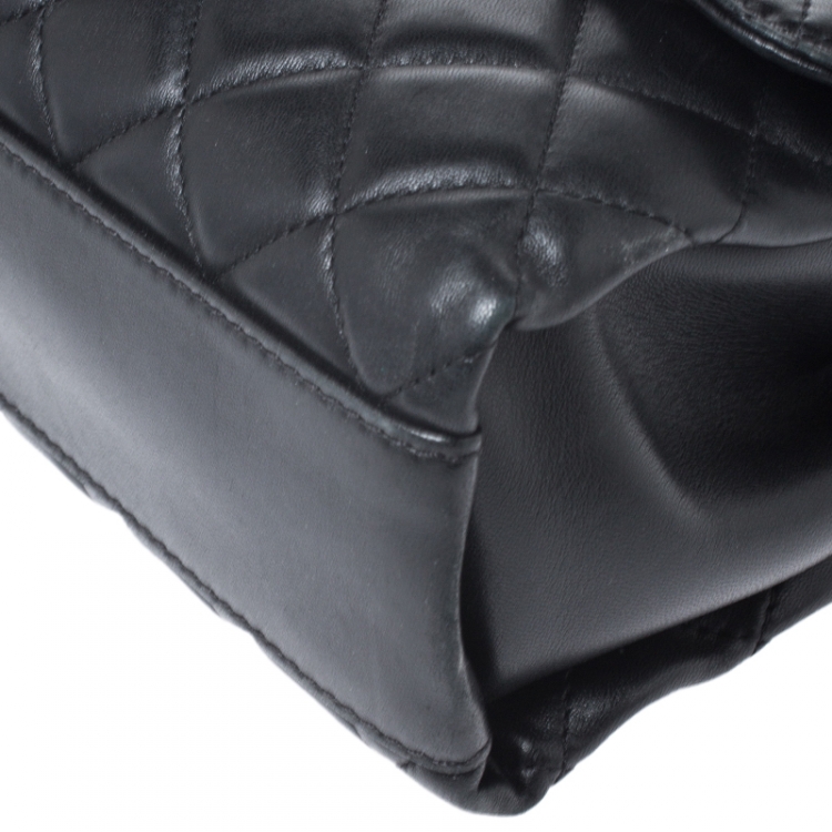 Pre Owned Chanel Black Quilted Leather Single Flap Bag