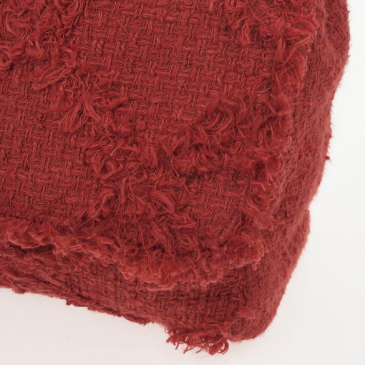 Pre Owned Chanel Orange Tweed Flap Shoulder Bag