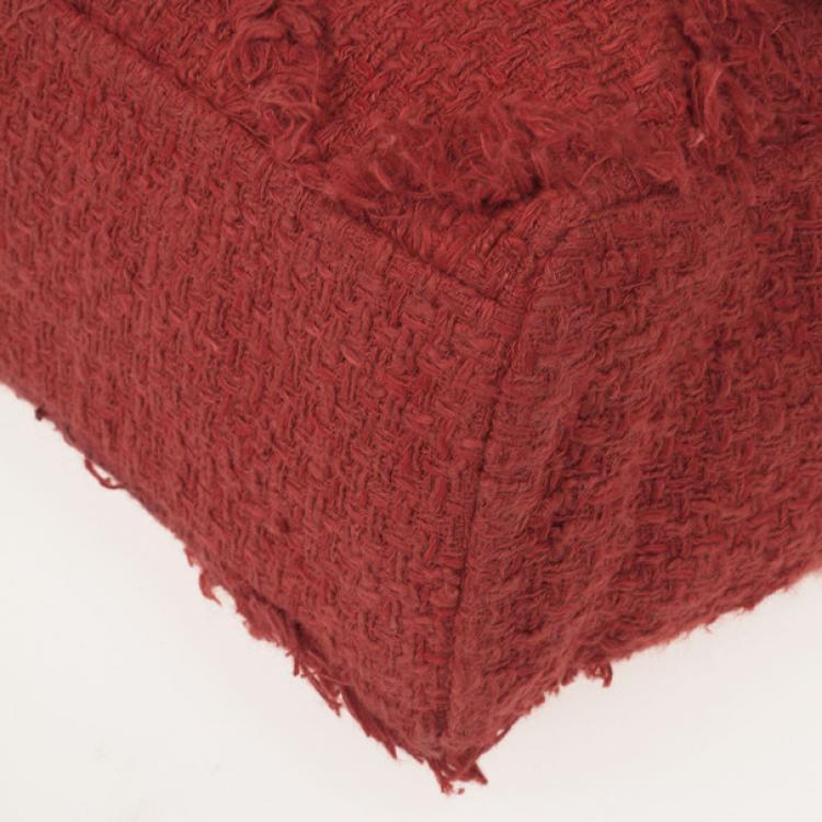 Pre Owned Chanel Orange Tweed Flap Shoulder Bag