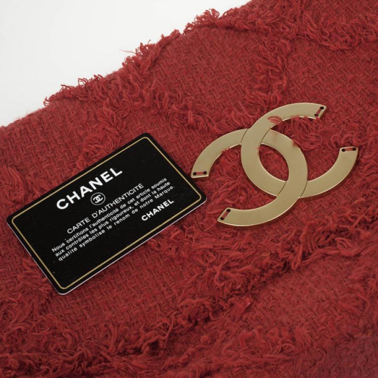 Pre Owned Chanel Orange Tweed Flap Shoulder Bag